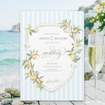 Elegant Mediterranean Blue Stripe Lemon Wedding