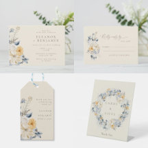 Soft Rustic Blue and Yellow Botanical Wedding 