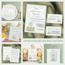 Adventure Begins Travel World Map Baby Shower