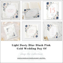 Light Dusty Blue Blush Pink Gold Wedding Day Of