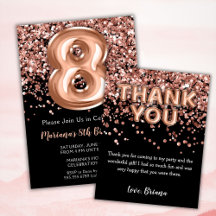 Rose Gold Black 8th Birthday Party