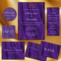 Purple Silk and Gold Wedding Rings Wedding Suite