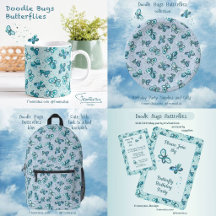 Doodle Bugs Butterflies - cute kids pattern.