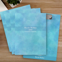 Aqua Blue Abstract Watercolor Office Collection