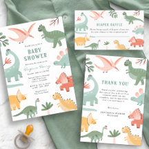 Sage Green Dinosaur Baby Shower Collection