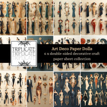 Art Deco Paper Dolls Scrapbook Paper Sheets