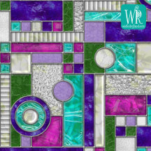 Pink Teal Art Deco Stained Glass