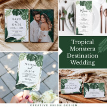 Tropical Green Monstera Destination Wedding