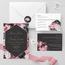 Pink and Black Roses Wedding Collection