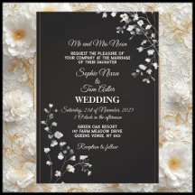 Minimalist Black White Monochrome Modern Wedding 