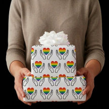 Autism Supporting Hands Rainbow Heart Gift Wraps