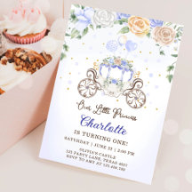 Princess Carriage Blue Floral Birthday Party