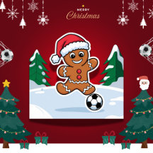 Christmas gingerbread cookie playing soccer