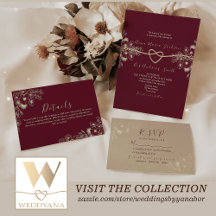 Romantic Burgundy Gold Autumn Wedding Suite