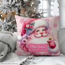 Pink Santa Claus Pinkmas Christmas Pillows