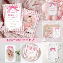 Pink Bow Fancy One Birthday