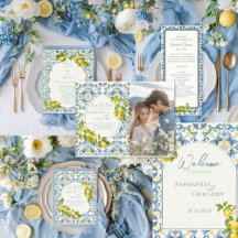 Elegant Italian Blue Tile Lemon Wedding