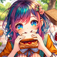 Anime Girl eating a Peanut Butter and Jelly 