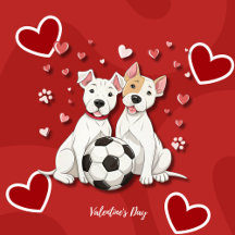 Dogo Argentino with soccer ball for Valentines Day