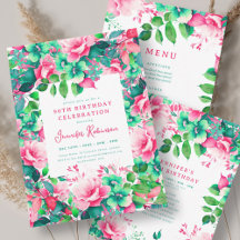 Spring Summer Watercolor Floral 90th Birthday Set