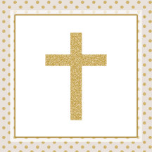 Communion Beige with Gold Polka Dots