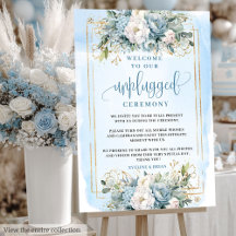 Dusty Blue White Gold Floral Unplugged Signs 210W