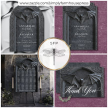 Gothic Halloween Black Bat & Arch Wedding