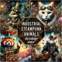 Industrial Steampunk Animals Decoupage Paper