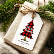 Buffalo Red Black Plaid Christmas Gift Tags #42F
