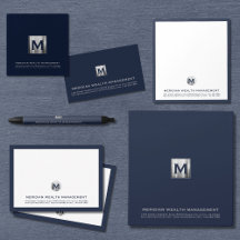 Elegant Silver Monogram Business Essentials