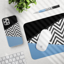 Gray Zigzag, Blue - Home Decor and Accessories
