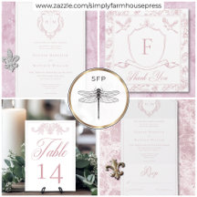 Elegant Pink Chinoiserie Bird & Crest Wedding