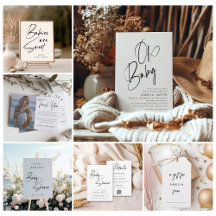 Modern Minimalist Black and White Baby Shower