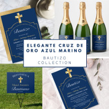 ELEGANT NAVY BLUE GOLD CROSS SPANISH LANGUAGE
