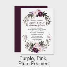 Purple Plum Pink Watercolor Peonies Wedding