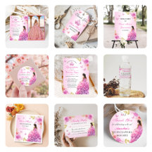 Elegant Blush Pink Floral Quinceañera 2