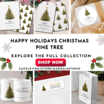 Happy Holidays Christmas Pine Tree