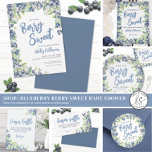 Watercolor Blueberry Berry Sweet Baby Shower