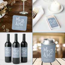 Mr Mrs Wedding Rings Dusty Blue Reception