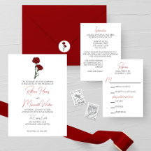 Minimalist Red Carnations Wedding Collection