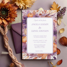 Elegant Rust Pumpkins and Purple Flowers Wedding