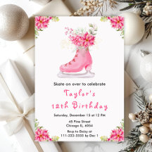 Ice Skating Pink Birthday and Christmas