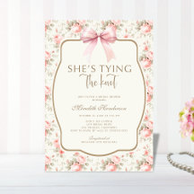 Pink Bow She's Tying the Knot Bridal Shower Invite