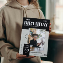 Custom Birthday Magazine Cover Photo Card