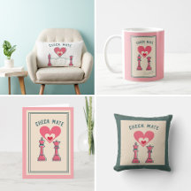 Retro Cartoon Drawing Checkmate Valentine Gifts