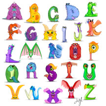 Alphabet Monster Characters on Espresso Mugs