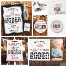 Black, White & Pink First Rodeo Girly 1st Birthday