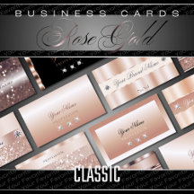 Business Cards Rosegold Luxe Glam Sparkly Glitter