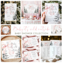 Baby It's Cold Outside Pink Bow Baby Shower