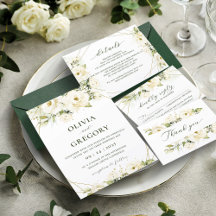 Greenery elegant white rose floral wedding